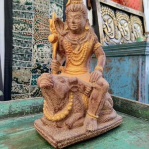 STATUA DI SHIVA E NANDI IN POLVERE DI PIETRA E ORO - immagine 8