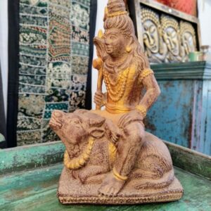 STATUA DI SHIVA E NANDI IN POLVERE DI PIETRA E ORO - immagine 4