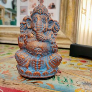 STATUETTA DI GANESH BRONZO E AZZURRO