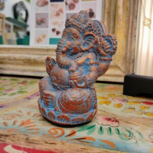STATUETTA DI GANESH BRONZO E AZZURRO - immagine 5