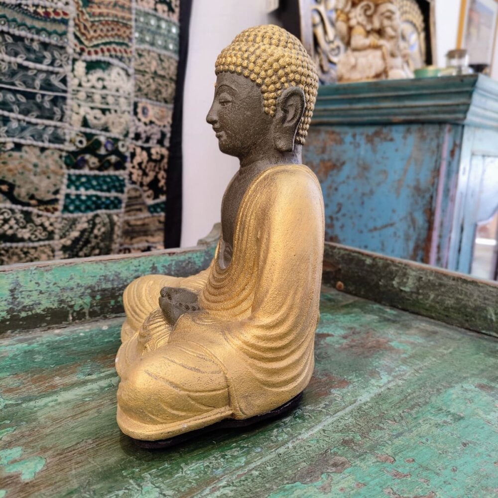 STATUA DEL BUDDHA DORATO IN MEDITAZIONE - immagine 3
