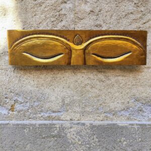 DECORAZIONE DA PARETE OCCHI DI BUDDHA IN LEGNO DORATO