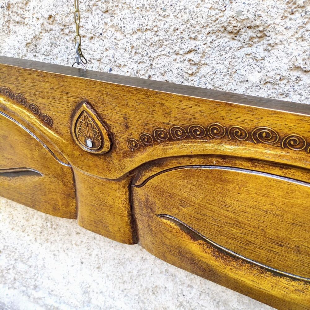 DECORAZIONE DA PARETE OCCHI DI BUDDHA IN LEGNO DORATO - immagine 3