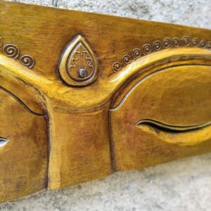 DECORAZIONE DA PARETE OCCHI DI BUDDHA IN LEGNO DORATO - immagine 4