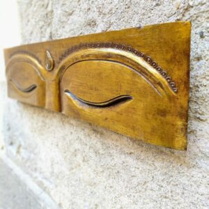 DECORAZIONE DA PARETE OCCHI DI BUDDHA IN LEGNO DORATO - immagine 6